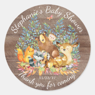 Redonda Pegatina Neutral Baby Shower Favor de los animales