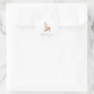 Redonda Pegatina Neutral Boho Baby Brunch