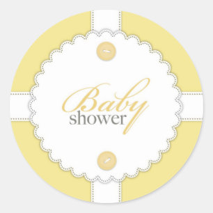 Redonda Pegatina neutral de Baby Shower Dantel