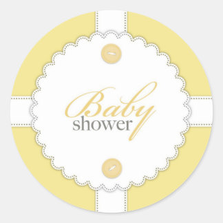 Redonda Pegatina neutral de Baby Shower Dantel