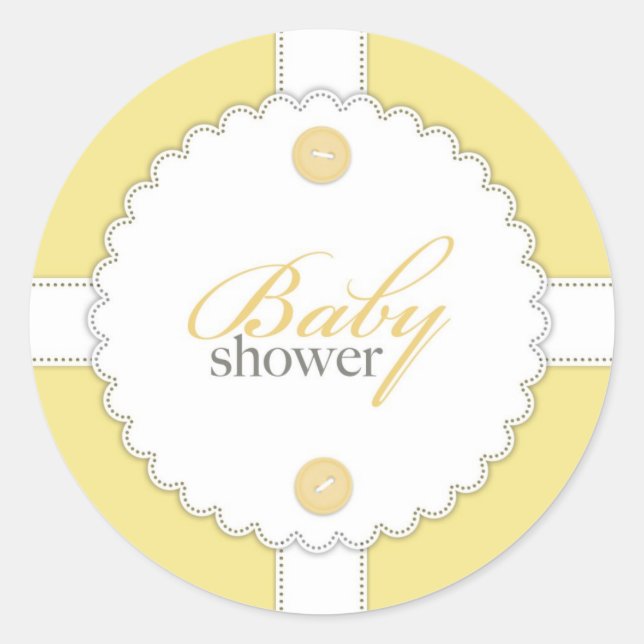 Redonda Pegatina neutral de Baby Shower Dantel (Anverso)