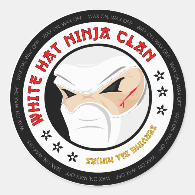 Redonda Pegatina Ninja de Gorra blanco (Anverso)