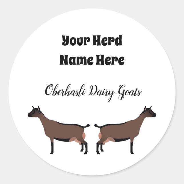 Redonda Pegatina Oberhasli Dairy Goat personalizado (Anverso)