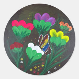 Redonda Pegatina - Obra de arte hecha a mano - Flor de mar