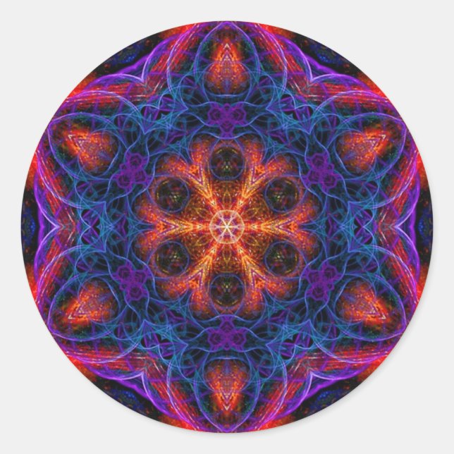 Redonda Pegatina Ocanayia Fractal Mandala (Anverso)