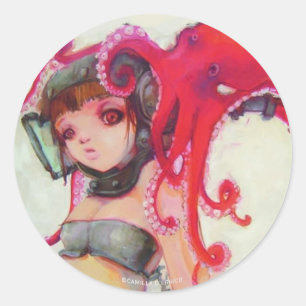 Redonda Pegatina Octogirl