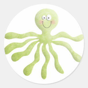 Redonda Pegatina Octopus
