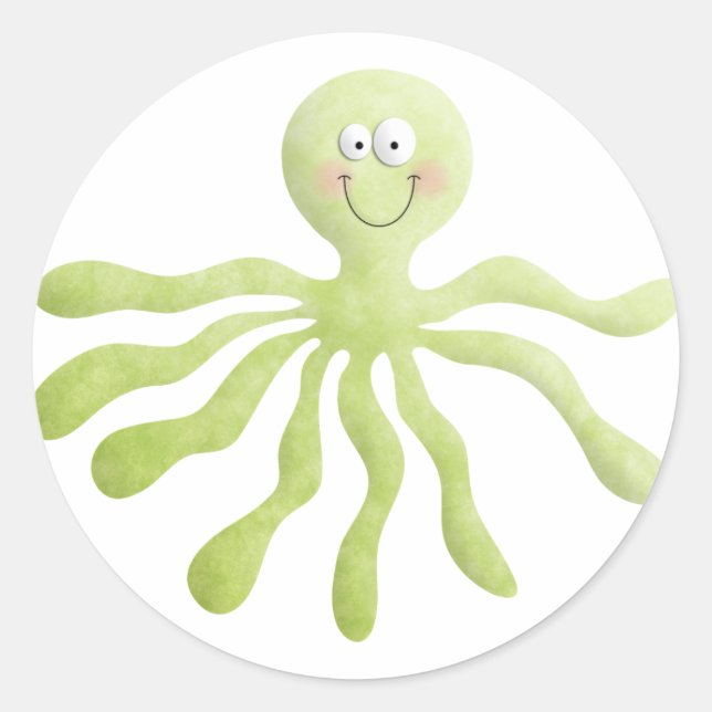 Redonda Pegatina Octopus (Anverso)
