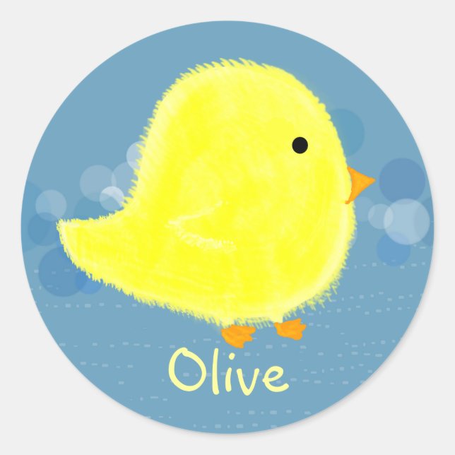 Redonda Pegatina Olive Cute Baby Chick (Anverso)