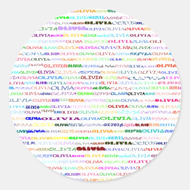 Redonda Pegatina Olivia Text Design II (Anverso)
