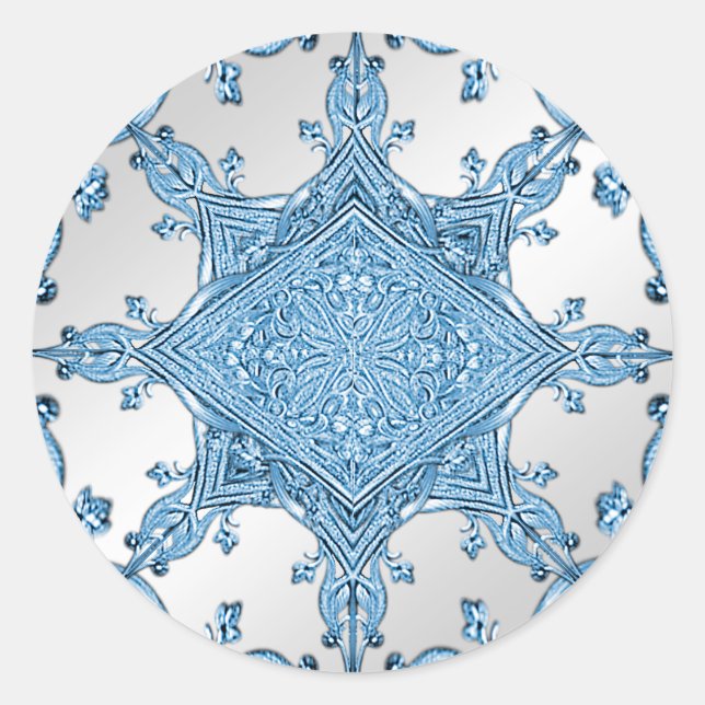Redonda Pegatina Ornamental Azul (Anverso)