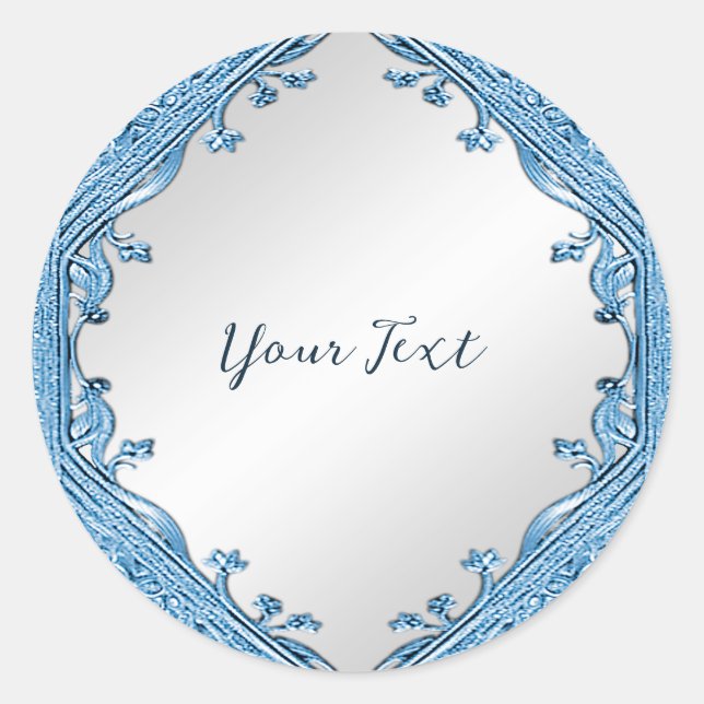 Redonda Pegatina Ornamental Azul (Anverso)