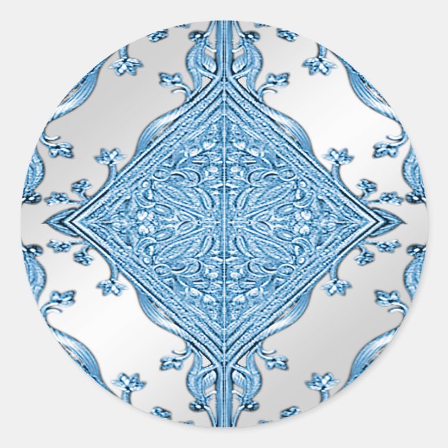 Redonda Pegatina Ornamental Azul (Anverso)