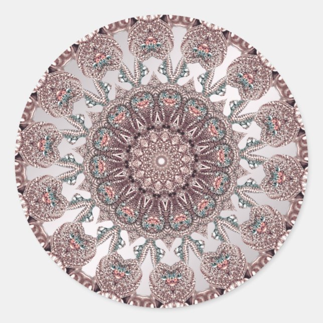 Redonda Pegatina Ornamental Rosa (Anverso)