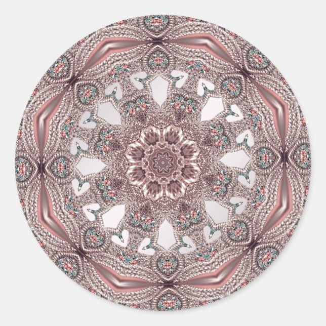 Redonda Pegatina Ornamental Rosa (Anverso)