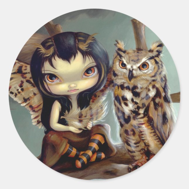 Redonda pegatina "Owlyn" (Anverso)