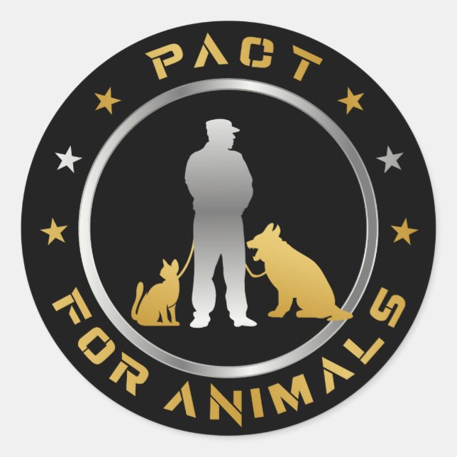 Redonda PEGATINA PACT para animales (Anverso)