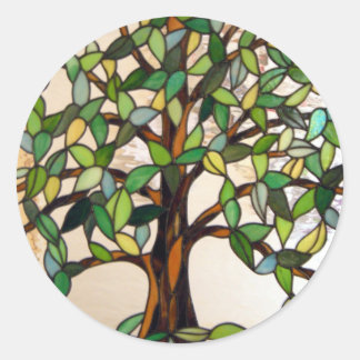 Redonda Pegatina "Panel de árbol" de vidrio templado