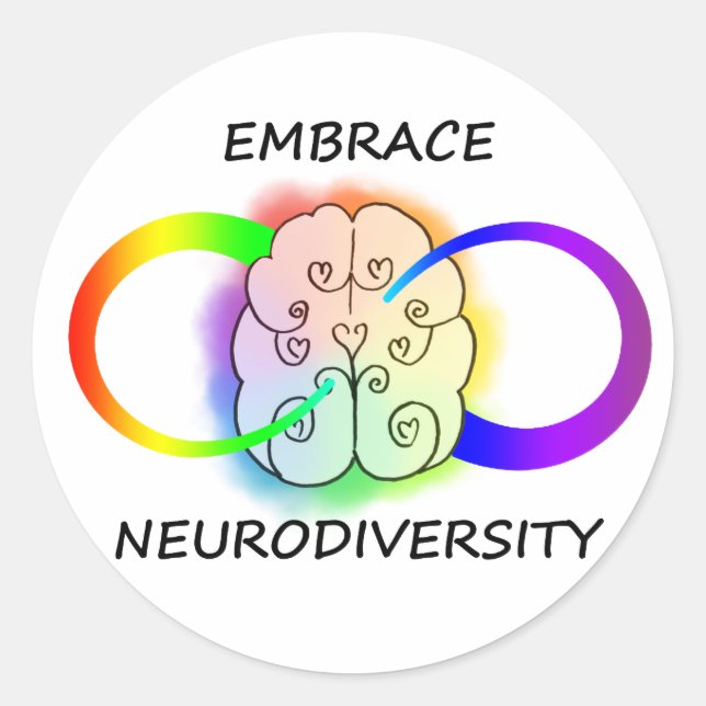 Redonda Pegatina para abrazar la neurodiversidad (Anverso)