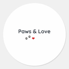 Redonda Pegatina para amantes de mascotas Paws & Love