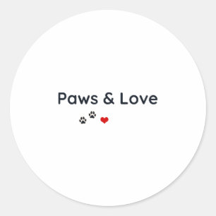 Redonda Pegatina para amantes de mascotas Paws & Love