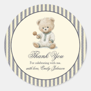 Redonda Pegatina para baby shower con tema de osos