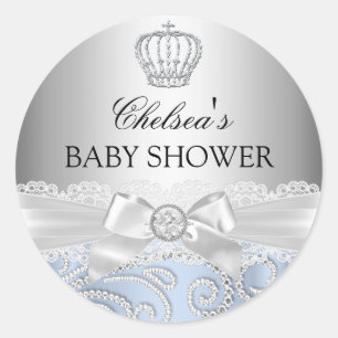 Redonda Pegatina para Baby Shower Corona de Diamantes del 