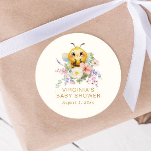Redonda Pegatina para Baby Shower de Abeja