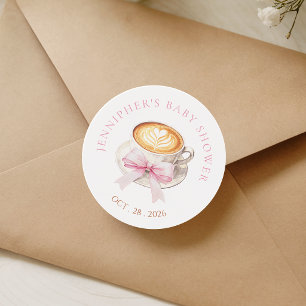 Redonda Pegatina para Baby Shower de Coquette Coffee