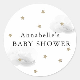Redonda Pegatina para baby shower de estrellas doradas y n