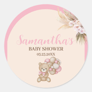 Redonda Pegatina para Baby Shower de Niña 'We Can Bearly W