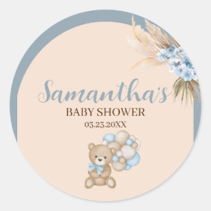 Redonda Pegatina para Baby Shower de Niño 'Apenas Podemos