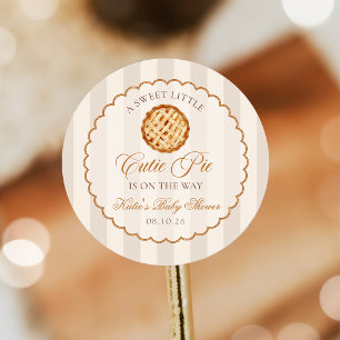 Redonda Pegatina para Baby Shower de Otoño Little Cutie Pi
