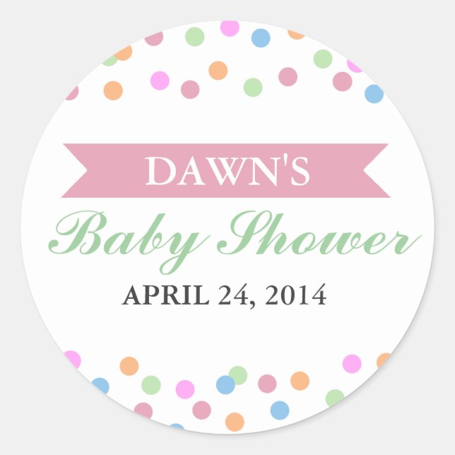 Redonda Pegatina para Baby Shower de Sprinkle (Anverso)