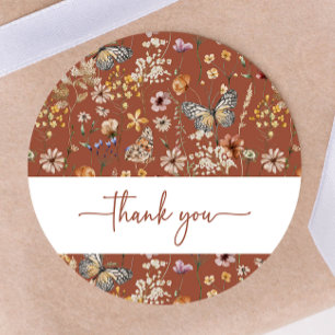 Redonda Pegatina para Baby Shower de Terracota Boho Flores