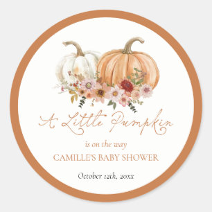 Redonda Pegatina para Baby Shower de una pequeña calabaza