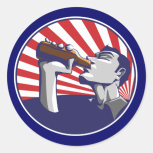 Redonda Pegatina para beber cerveza de colores patrióticos