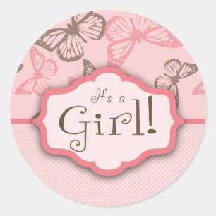 Redonda Pegatina para bebés con besos de mariposa