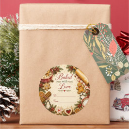 Redonda Pegatina para caja de galletas de Navidad Hechas c