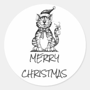 REDONDA PEGATINA PARA DECIR **MEROSOS NAVIDAD** CON KITTEN