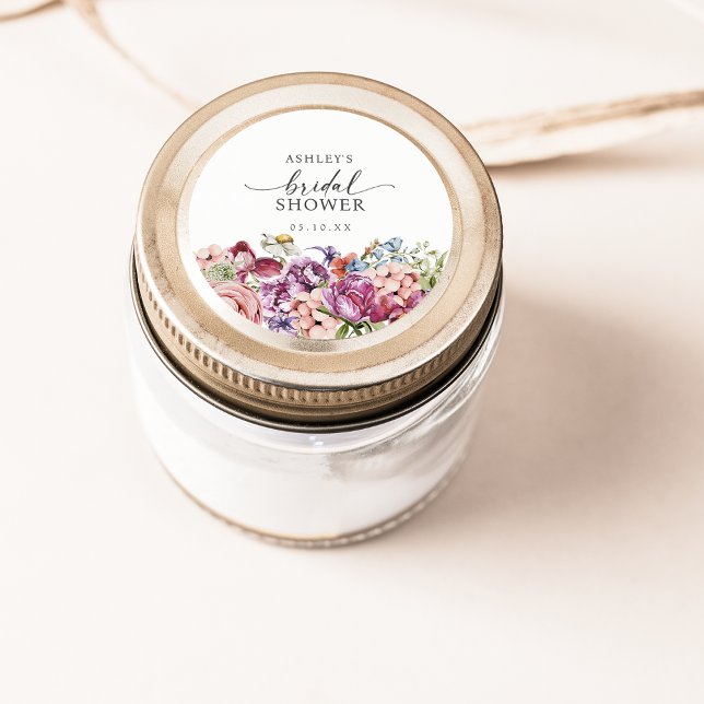 Redonda Pegatina para Desayuno de Soltera de Flores Silves (Wildflower Bridal Shower Sticker by Painted Paperie
)