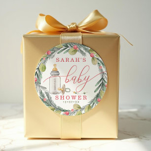 Redonda Pegatina para Favor de Baby Shower Corona de Biber