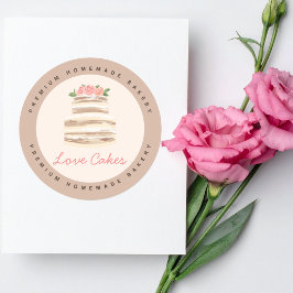 Redonda Pegatina para negocio de tarta de boda con nombre 