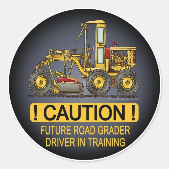 Redonda Pegatina para niños de controlador de Road Grader  (Anverso)