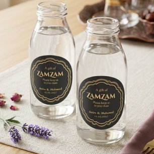 Redonda Pegatina para recuerdo de boda Black Gold Zamzam  