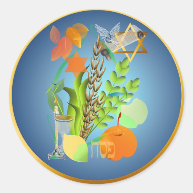 Redonda Pegatina Passover Seder (Anverso)
