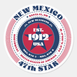 Redonda Pegatina Patriótico de Diseño Círculo de Nuevo Méx