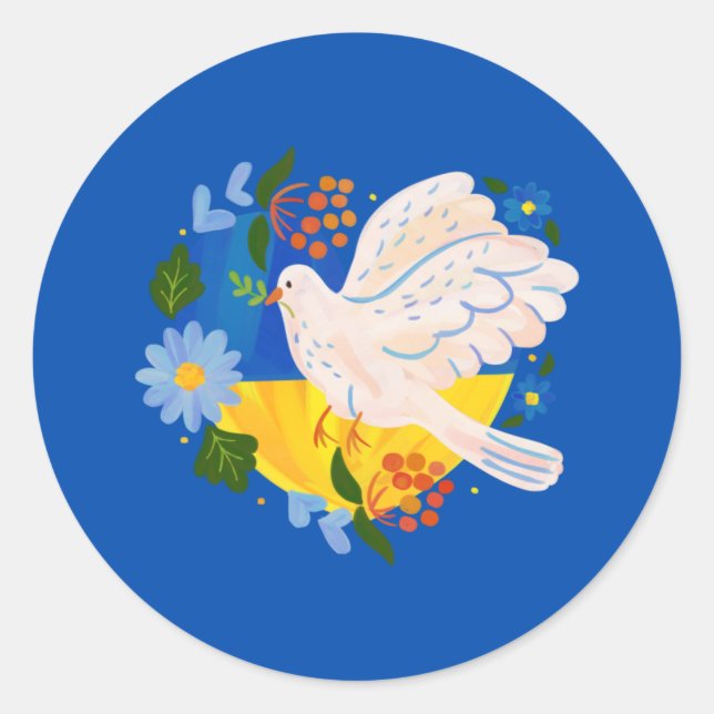 Redonda Pegatina Paz para Ucrania (Anverso)