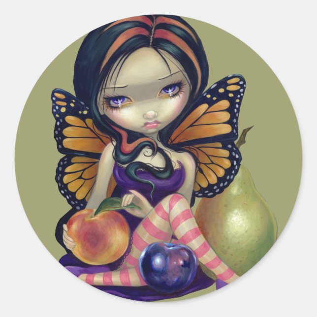 Redonda pegatina "Peach, Plum, Pear" (Anverso)