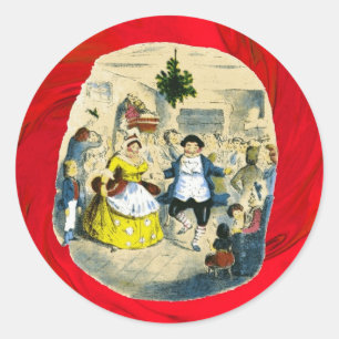 Redonda Pegatina - Pegatina de Navidad - Fezziwig